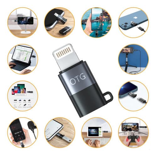 Adaptador Cabo OTG Premium Turbo USB C Lightning Compatível iPhone iPad Carregamento Transferencia Dados Rápida Tipo C