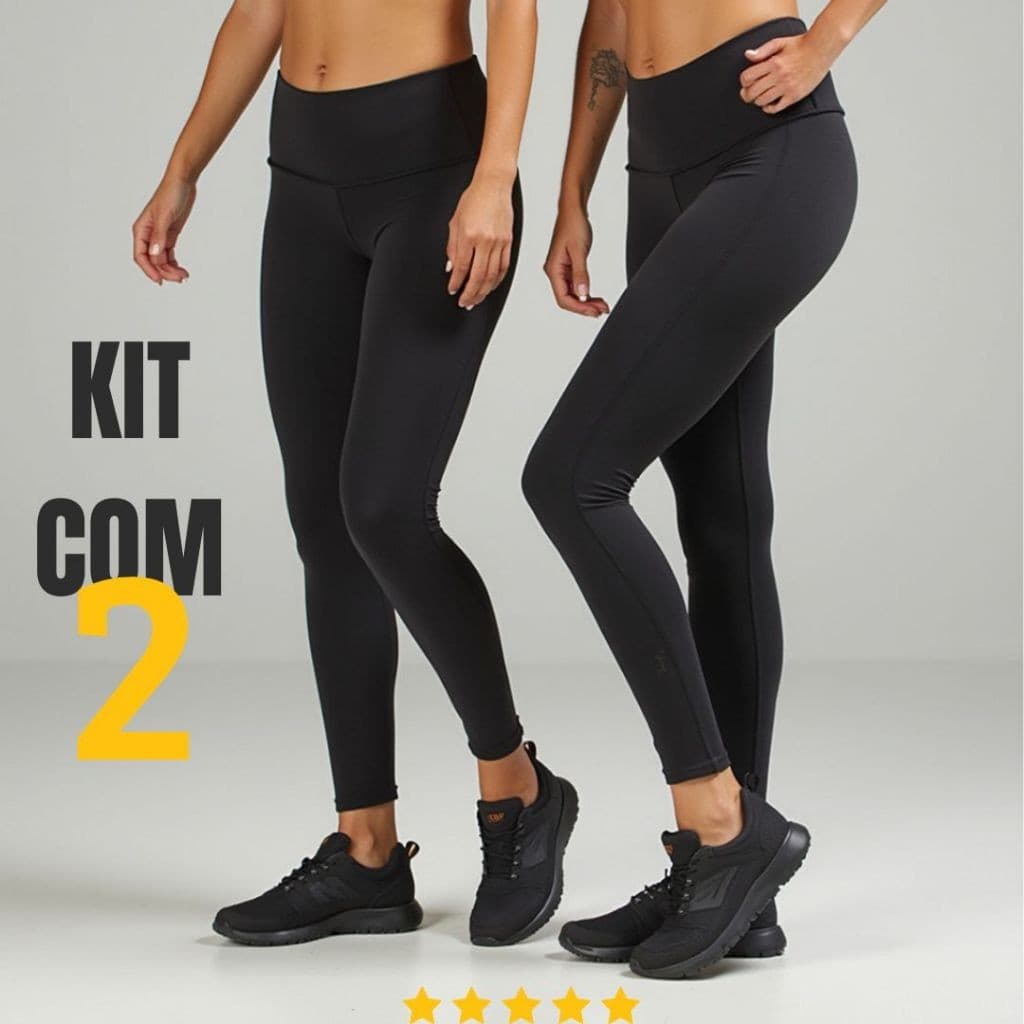 Kit 2 Calça Legging Flanelada Cintura Alta Levanta Bumbum Dia a Dia e Academia