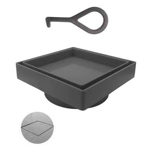 Ralo Embutido Oculto 10x10 Seca Piso Porcelanato Cinza