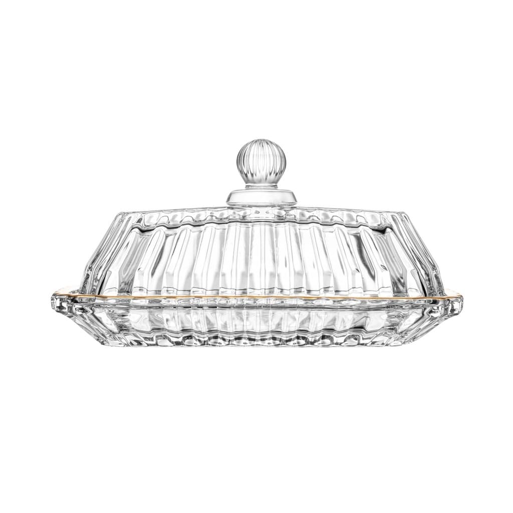 Manteigueira de Cristal com Fio de Ouro Imperatriz 17cm - Wolff