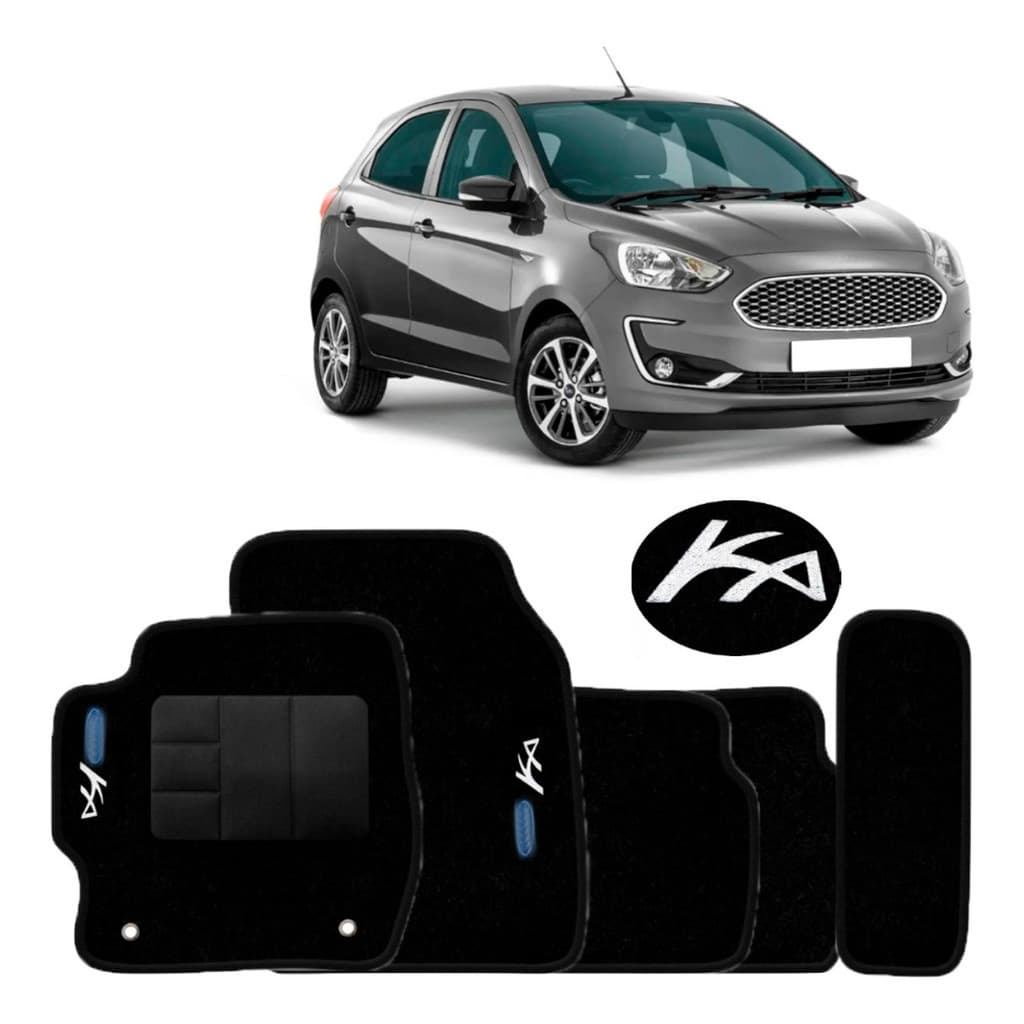 Jogo Tapetes 5 Peças Carpete Preto Novo Ka 2015 16 17 A 2021