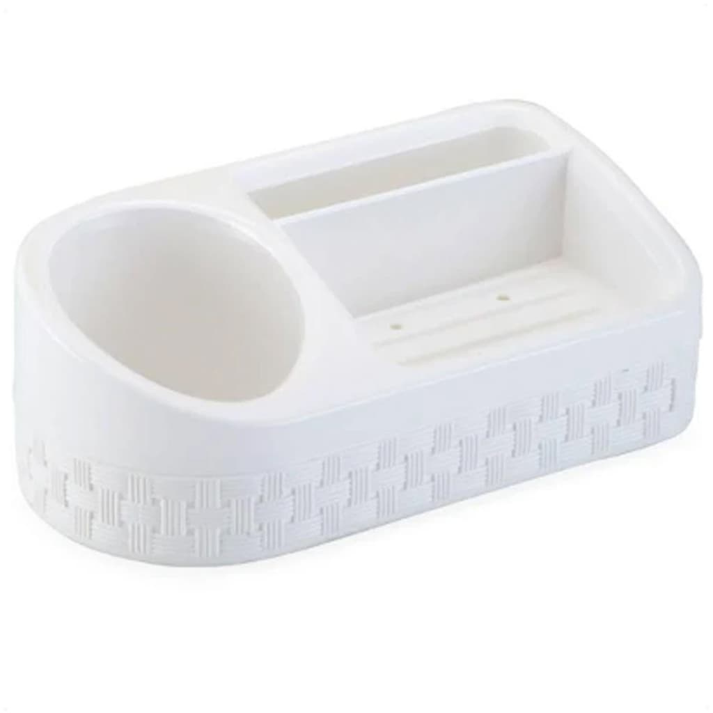 Porta Detergente E Esponja Com Base Branco Rattan Cozinha NITRONPLAST  133/B