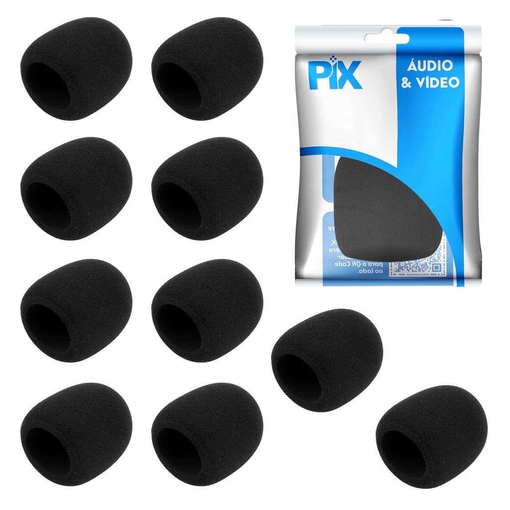 Kit 10 Espuma Globo Profissional Anti Puff Para Microfone Proteção Pop Filter 8cm