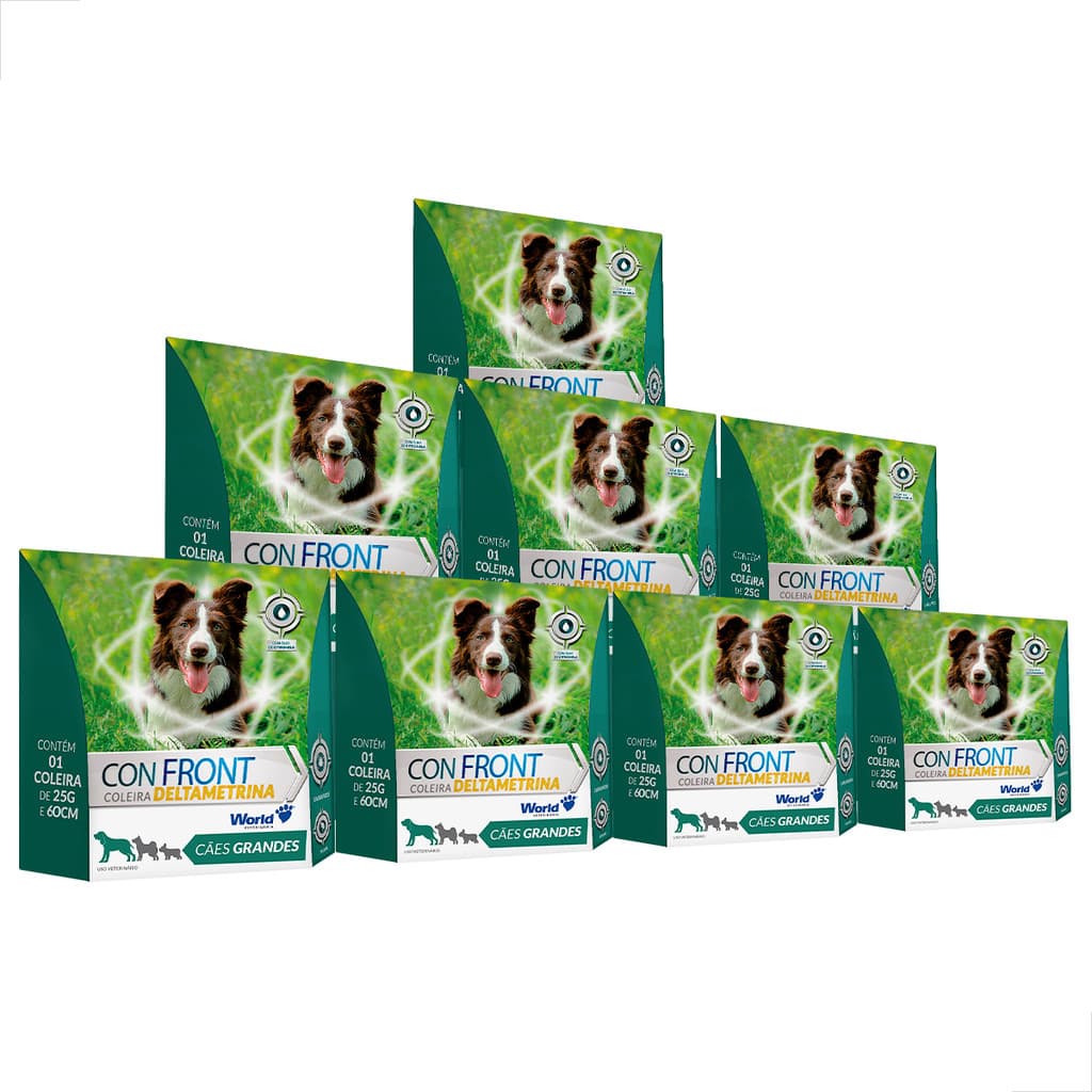 KIT 8 Unidades Coleira Antipulgas Cães Grande Confront Deltametrina Cor Incolor