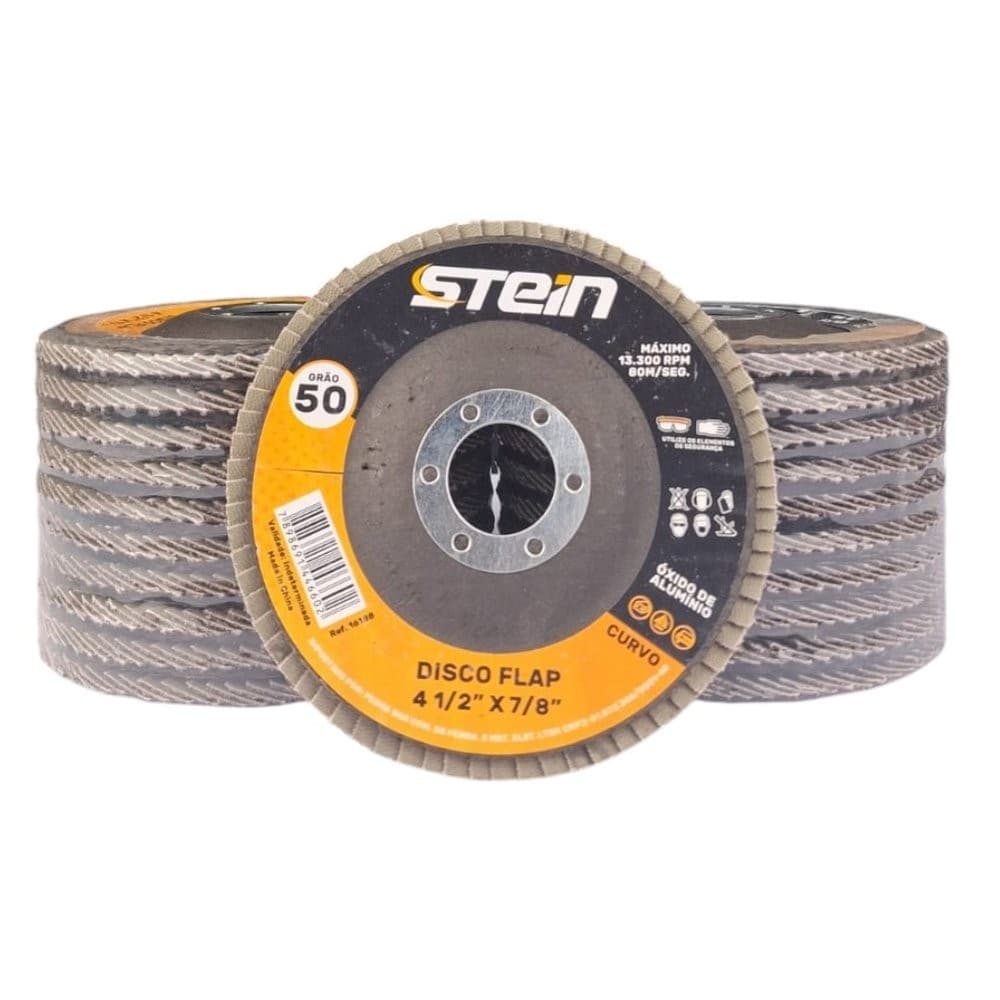 20 Peças disco flap curvo 4.1/2 115mm metais ferrosos Grão 50 Stein