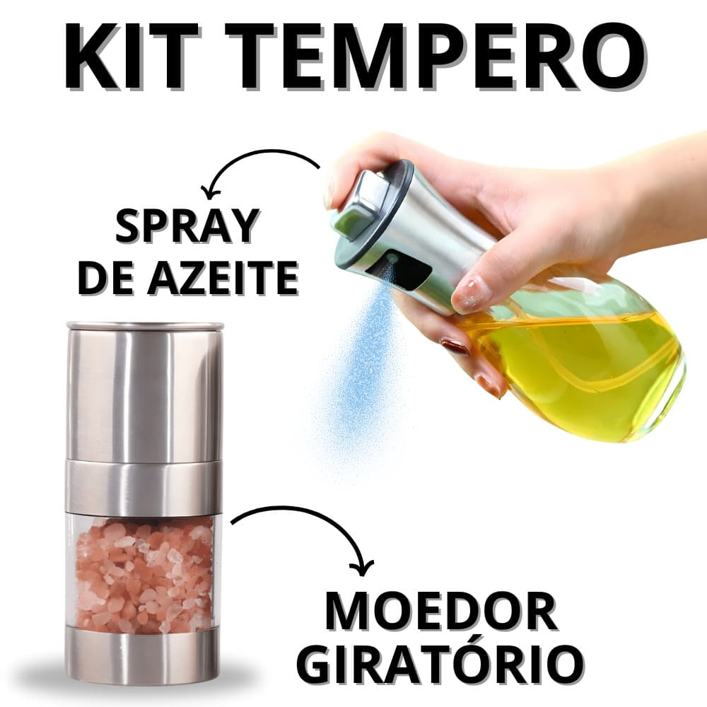 Spray De Azeite Borrifador Pulverizador Moedor De Sal e Pimenta Inox Saleiro De Cozinha Pimenteiro