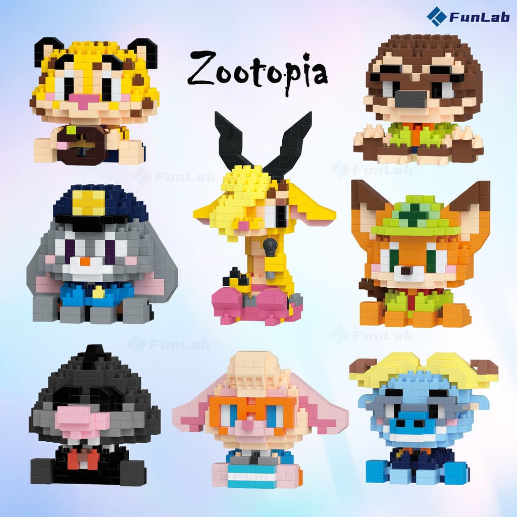 Mini Blocos Zootopia 🐰🦊 | Divertido Kit Montar | Presente Criativo p/ Fãs