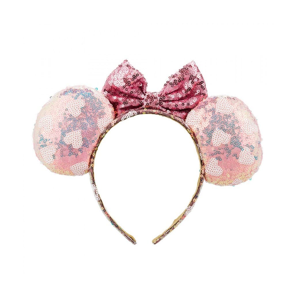 Tiara Fofa Coleção Laço Roxo Orelhas Rosa Lantejoulas Minnie - Disney - DYG101TR-MK4-D