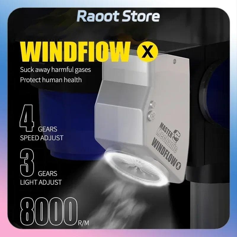 Exaustor Mecânico WindFlow X Com Luz Poderosa Ferramenta De Exaustão De Fumaça Adequada Para Soldagem De Microscópios E
