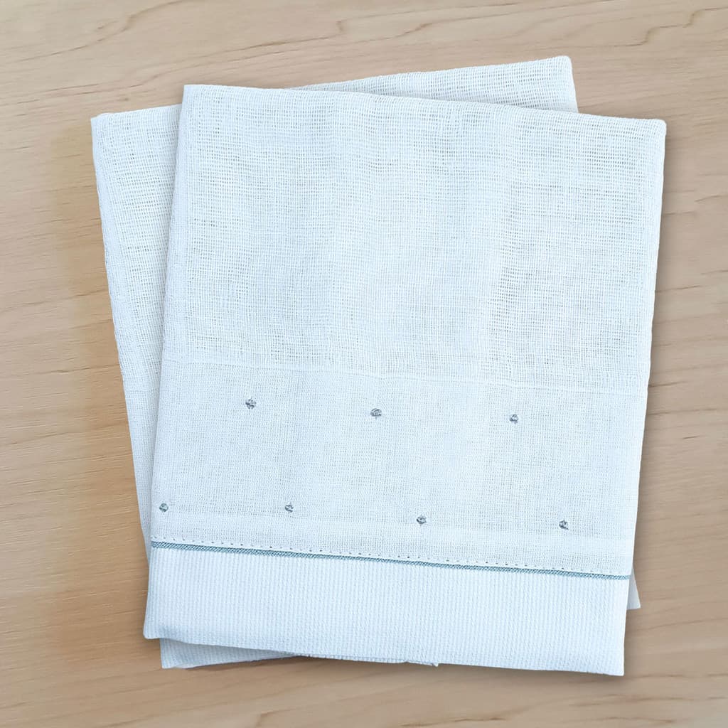 Kit 2 fraldas de boca | Bordadas à mão | 100% algodão - Poá cinza