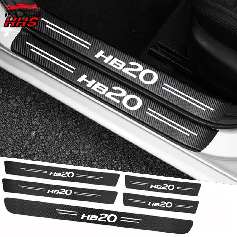 Para Hyundai HB20 Fibra De Carbono Adesivo Protetor De Porta De Carro Auto Threshold Tiras Anti-risco Protetor