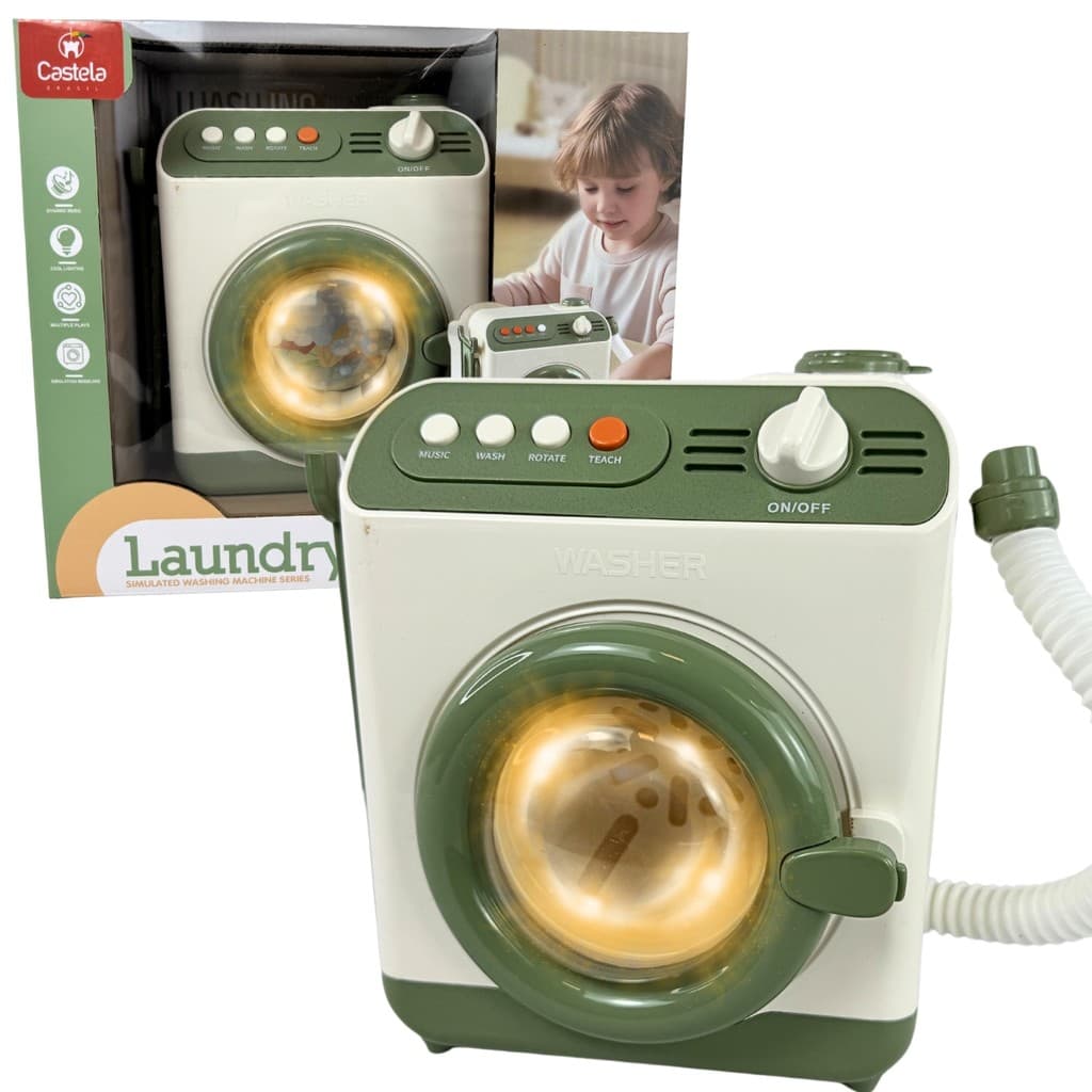 Maquina de Lavar Infantil C/ Sons Luz e Acessórios Castela