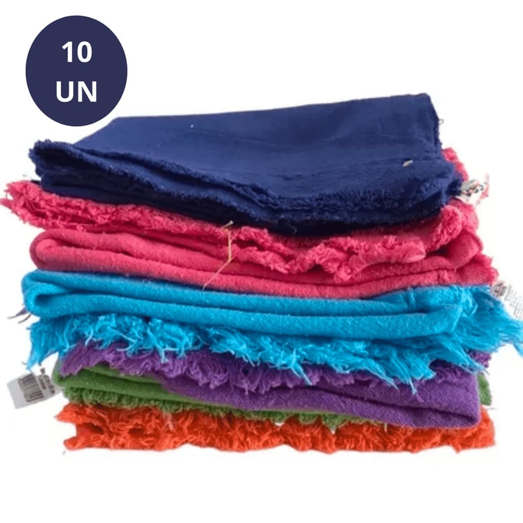 Kit 10 Pano de Chão gg Colorido Alvejado Super Absorvente Duplo SACO COLORIDO LIMPEZA Tam.45x68cm