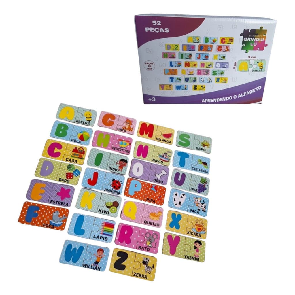 Brinquedo Educativo Aprendendo Alfabeto Jogo Encaixe Quebra Cabeça Infantil