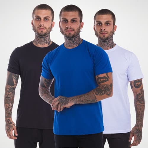 Kit 3 Camisas Masculinas 100% Algodão Lisa De Qualidade 30.1 Básica