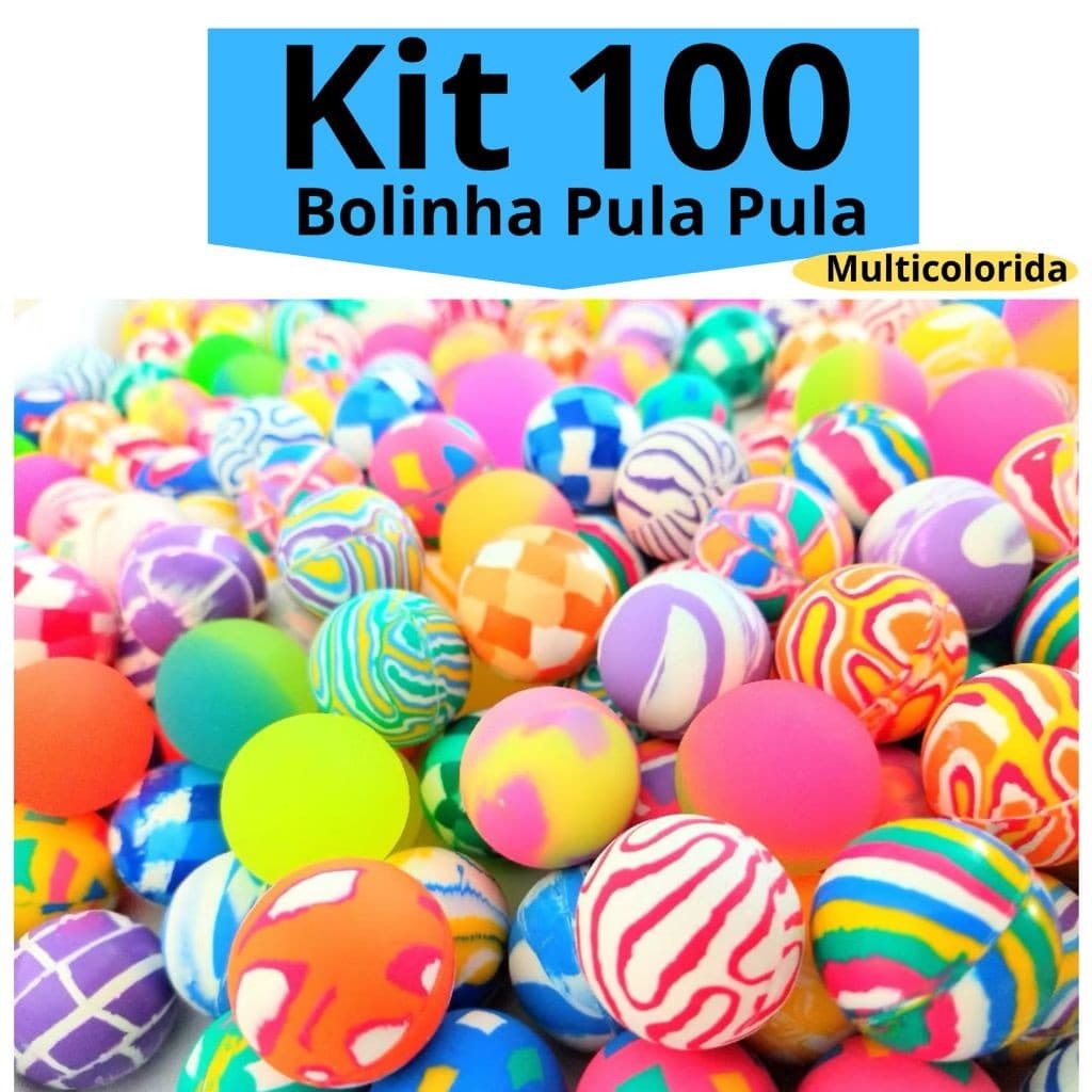 Kit 100 Bolinhas Pula Pula Multicoloridas Festa Brinquedo Infantil Lembracinhas