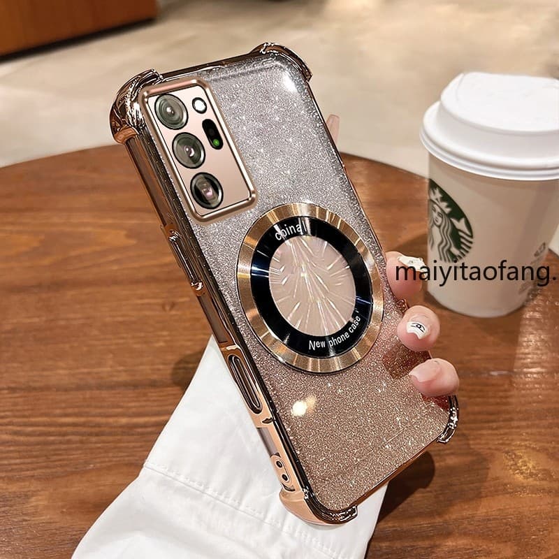[Nova cor] Capa para Samsung NOTE 20 ULTRA Capa de telefone transparente dourada nova cor adesivo magnético capa de Sili