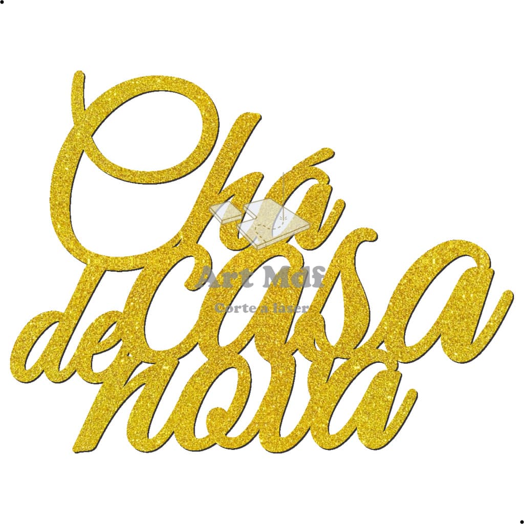 Letreiro Mdf Cha de Casa Nova Cor Dourado Frase Painel Decorativo Festa Aniversario Decoração