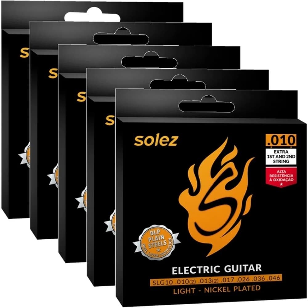 KIT ENCORDOAMENTO GUITARRA SOLEZ SLG10 DLP 0.010 - 5 UNIDADES