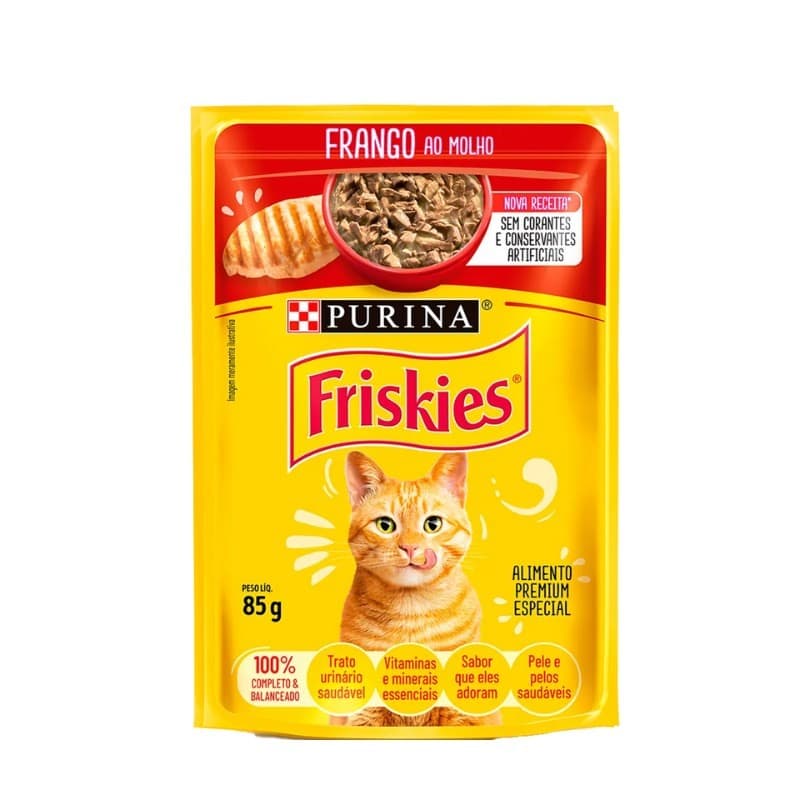 SACHÊ FRISKIES GATOS ADULTOS FRANGO AO MOLHO 85G