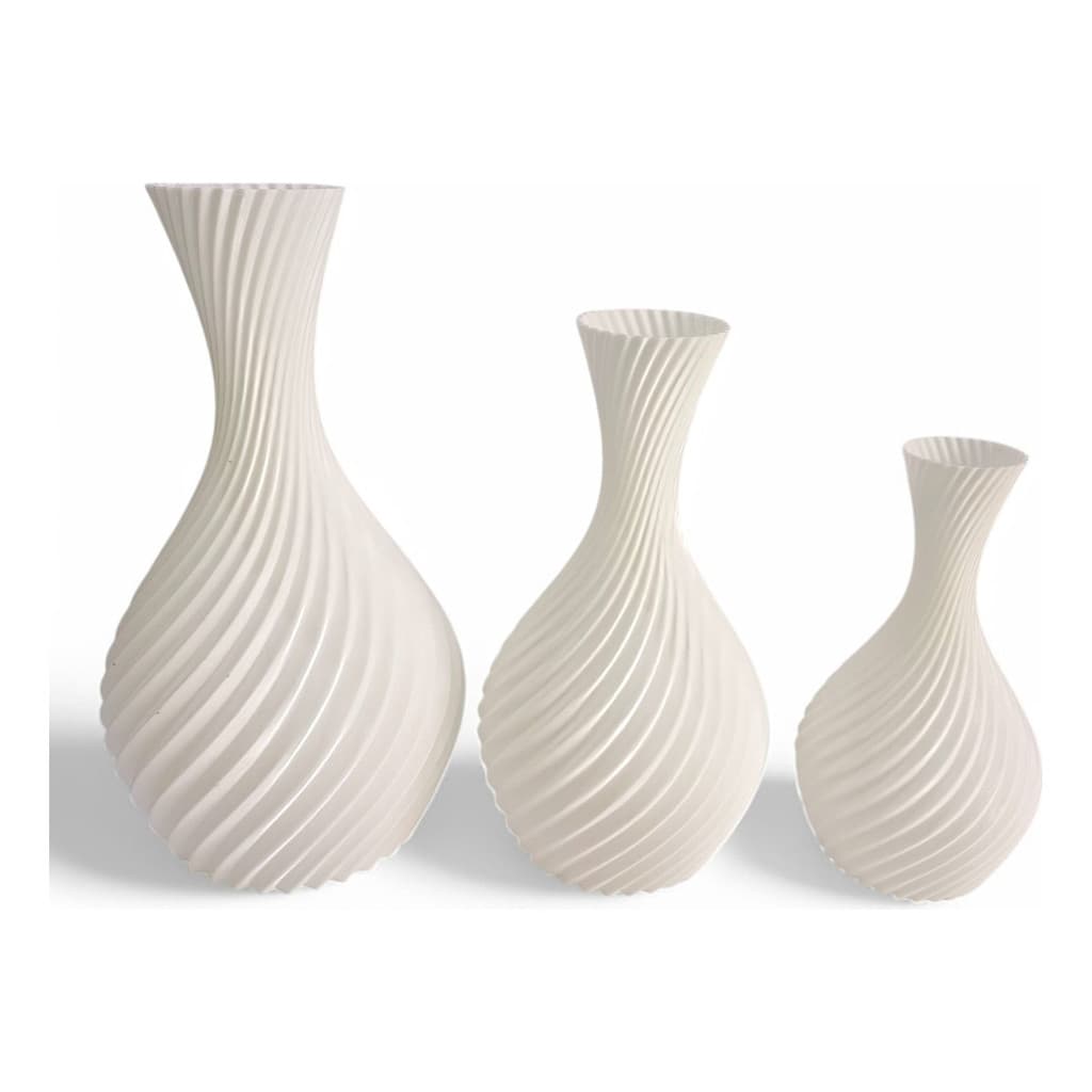 Vasos De Plantas Artificiais Espiral Decoração Kit 3 Peças