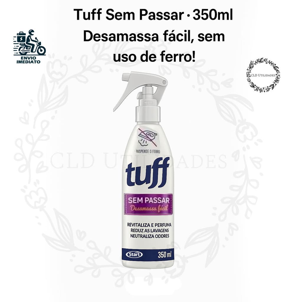 Tuff Sem Passar Desamassa Fácil Roupas Revitaliza e Perfuma 350ML Spray Neutralizador De Odores