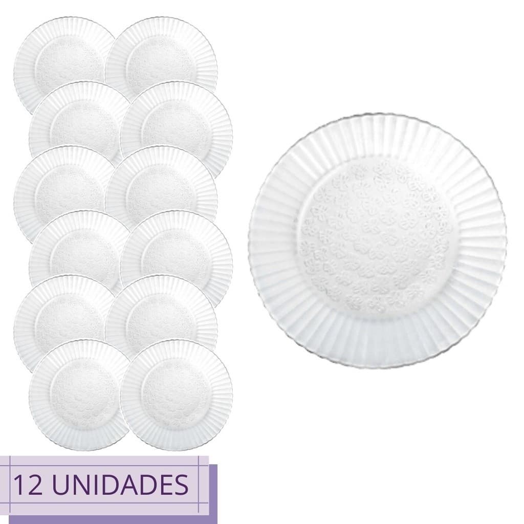 Conjunto de 6/12 Pratos Temperado Primavera 22cm Duralex Fundo