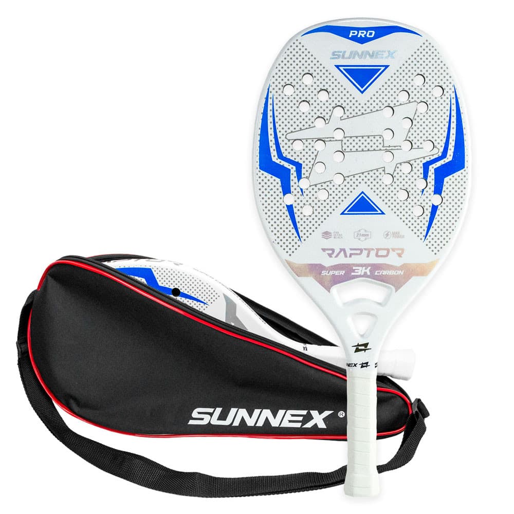 Raquete Beach Tennis Carbono 3K Pro Sunnex Raptor Azul