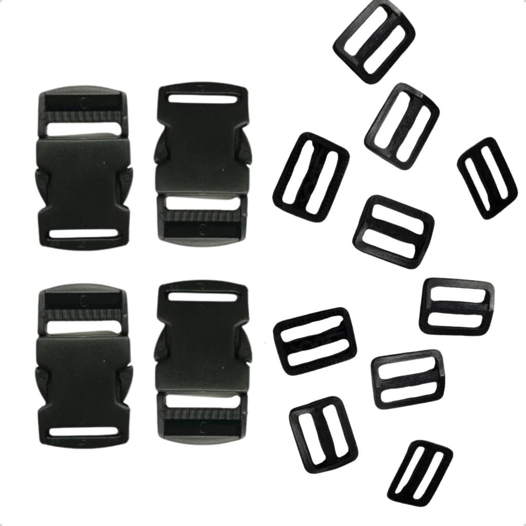 Kit 4 Fivelas Engate Rápido 30mm + 8 Reguladores Mochilas