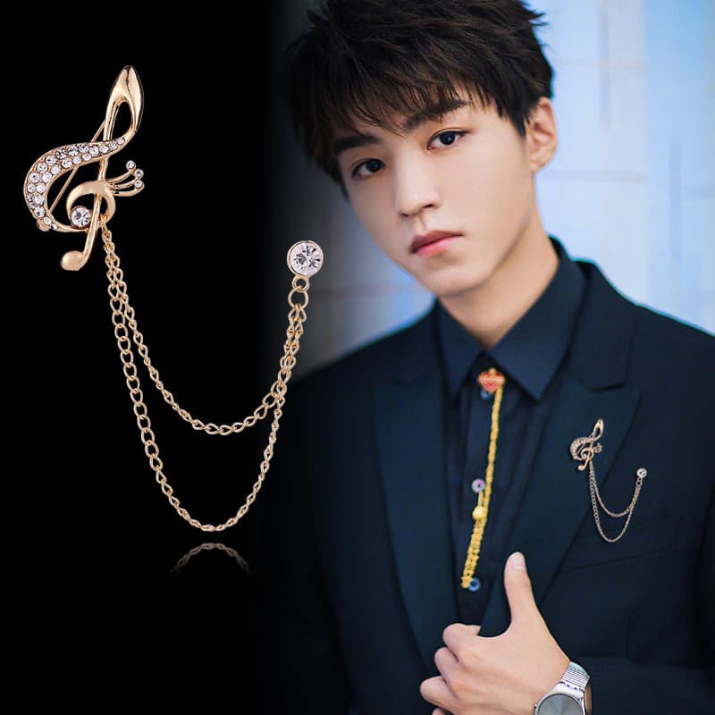 Broche De Terno Masculino Nota Musical Corsage Corrente Pino Acessórios De Moda
