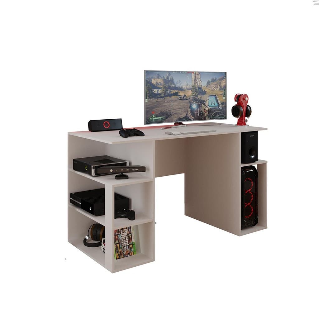 Mesa Gamer Escrivaninha p/ Computador Espaço Gabinete Branco