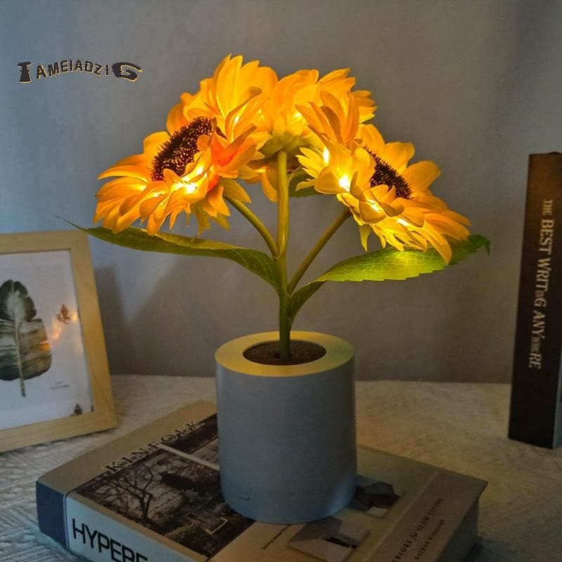 🔥Luz Noturna De Girassol Artificial Lâmpada De Flor Recarregável USB Para Presente De Dia Das Mães Quarto 1 Conjunto