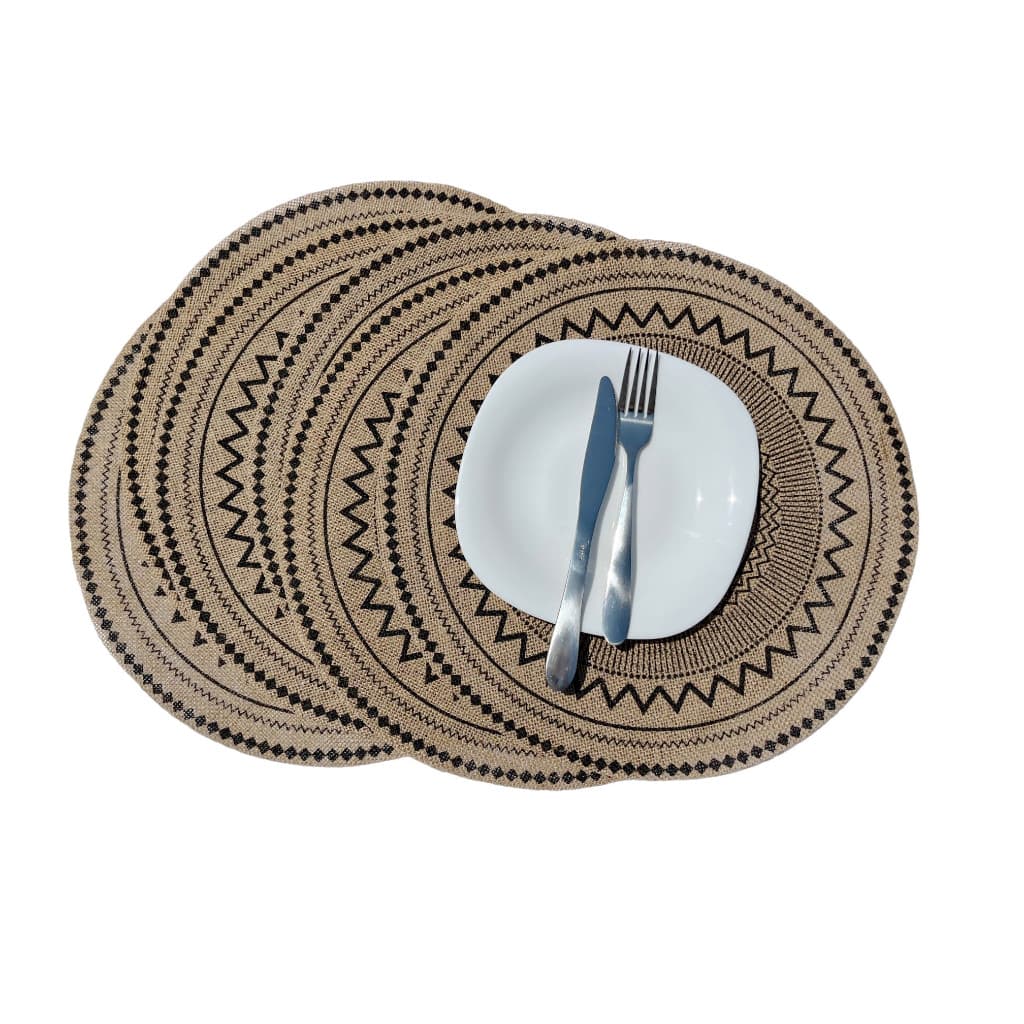 Kit 6 Pecas Jogo Americano Redondo Juta Decoração Mesa