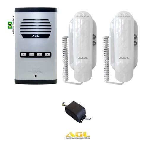 Porteiro Eletrônico Coletivo 4 Pontos Agl + 2 Interfones