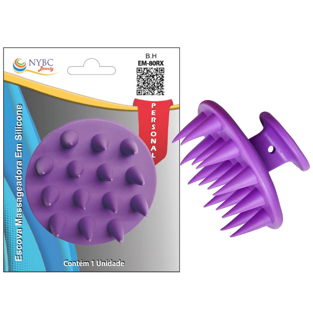 Escova Massageadora Capilar Em Silicone NYBC
