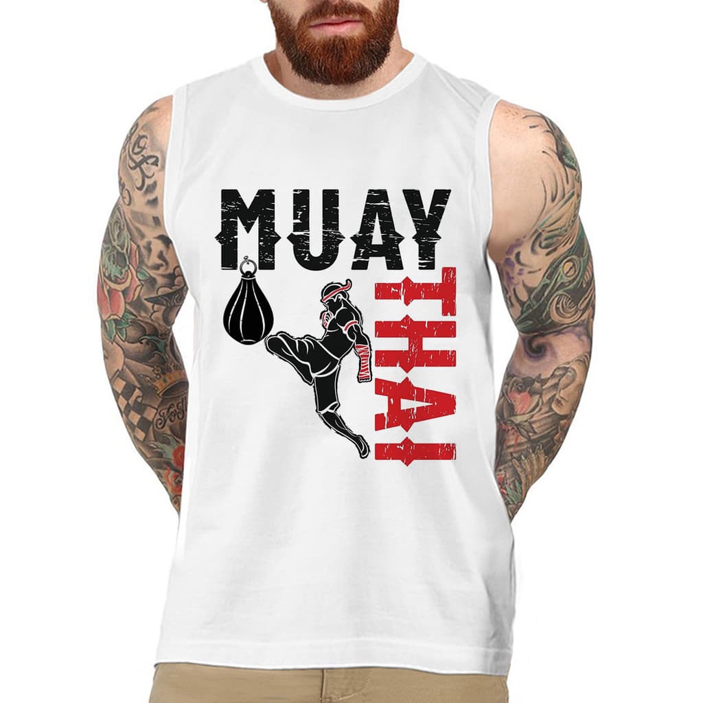 Camiseta Regata Masculina Muay Thai Lutador MMA Artes Marciais Moda T-shirt Blusas Camisas
