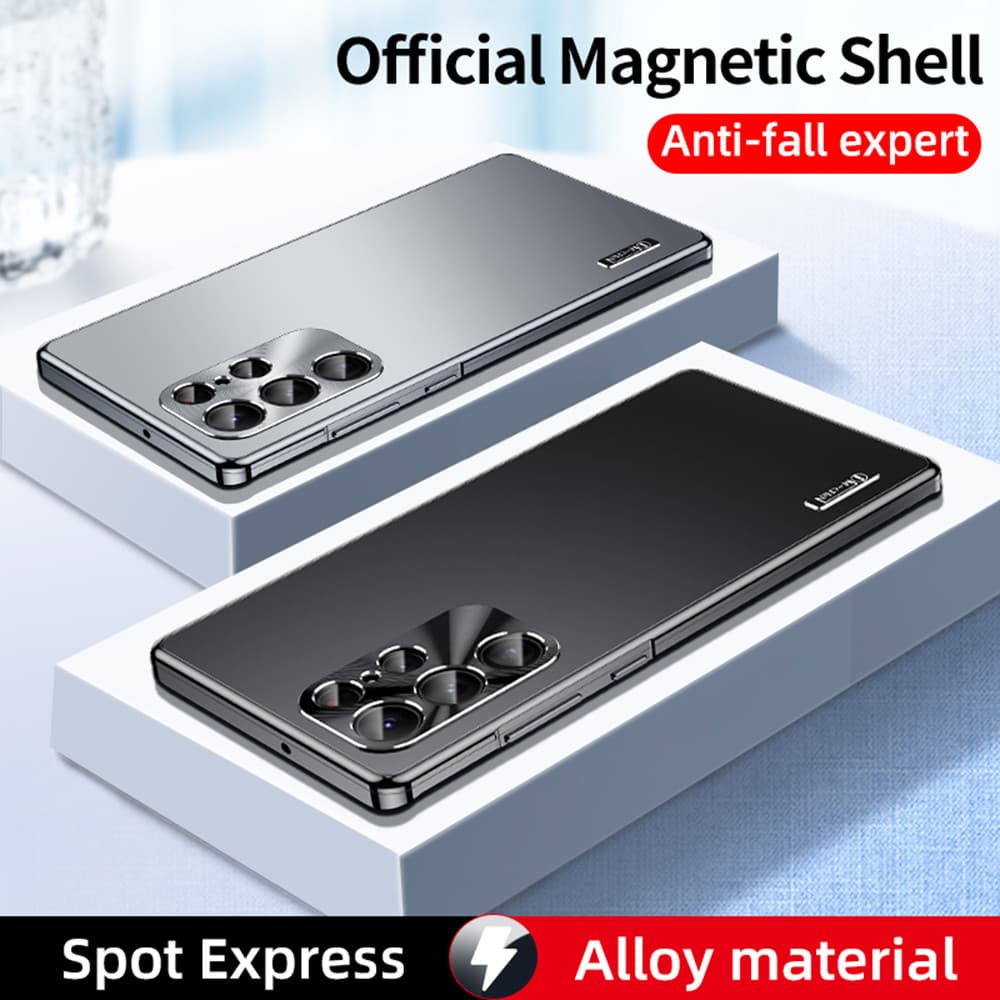 Capa Magnética De Metal Para Samsung Galaxy S24 S25 S26 S23 Ultra Lente Com Tudo Incluído Fosco Anti Impressão Digital C