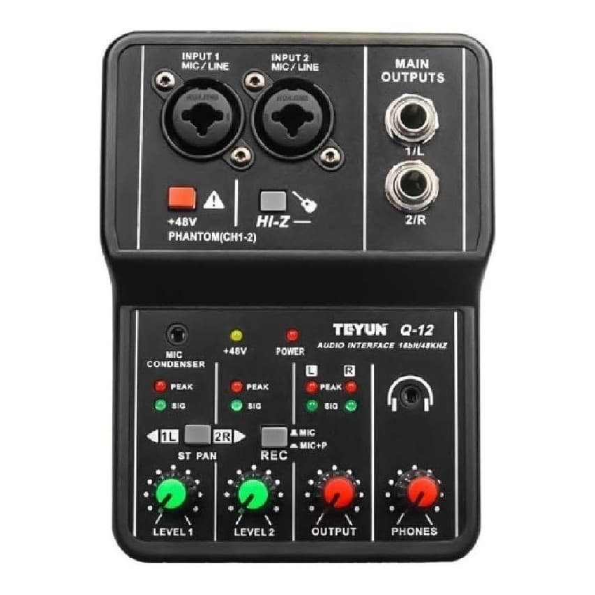 Interface De Audio Gravação Live Usb Teyun Q12