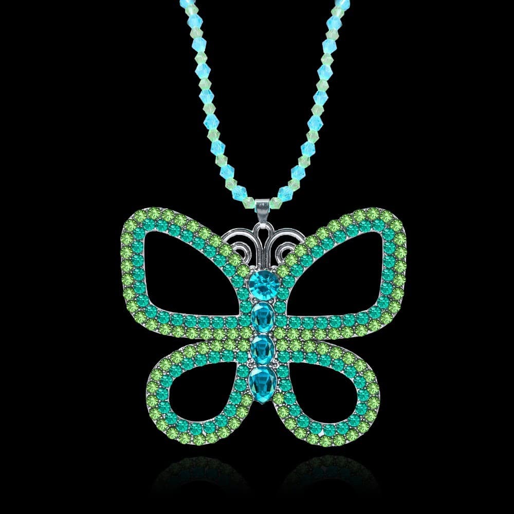Grande Borboleta Gargantilha Colar Grânulo Corrente Cristal Pingente Para Mulheres Elegante Traje Jóias