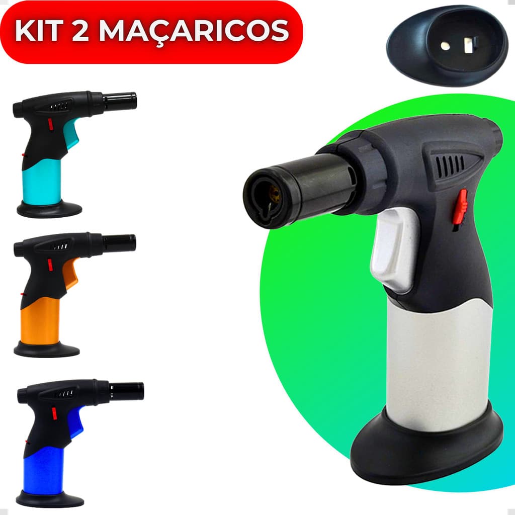 Maçarico Isqueiro Mini Portátil Recarregável Flambar Cozinha Refi Acendimento Automático Churrasco