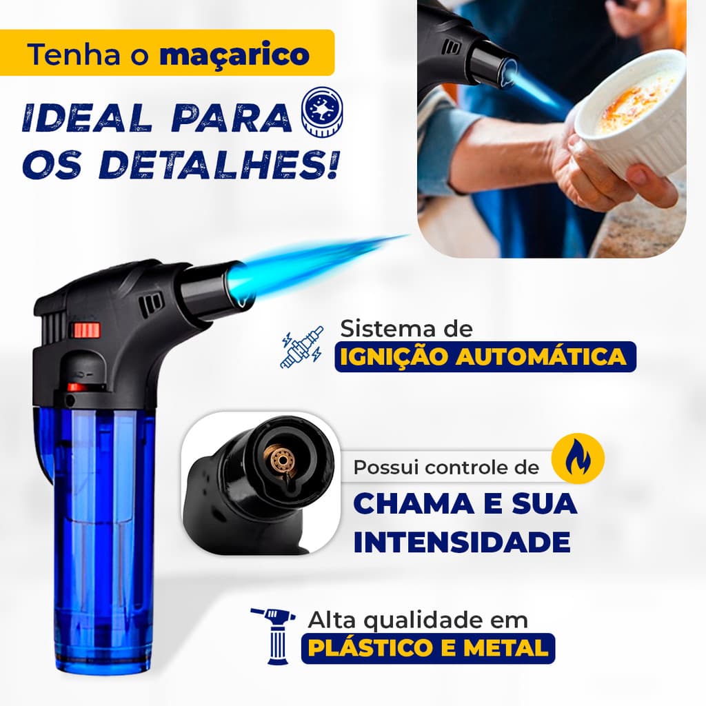 Maçarico Mini Portátil Recarregável Ultra Chama 1300 Graus atacado kit com 01, 02, 03 unidades/ peçasem  gás.