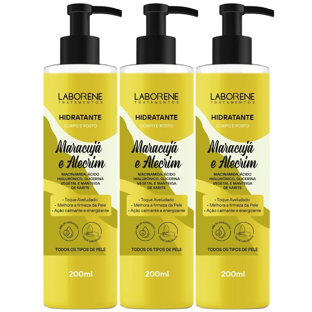 Kit 03 Hidratante Maracujá e Alecrim Laborene 200ml