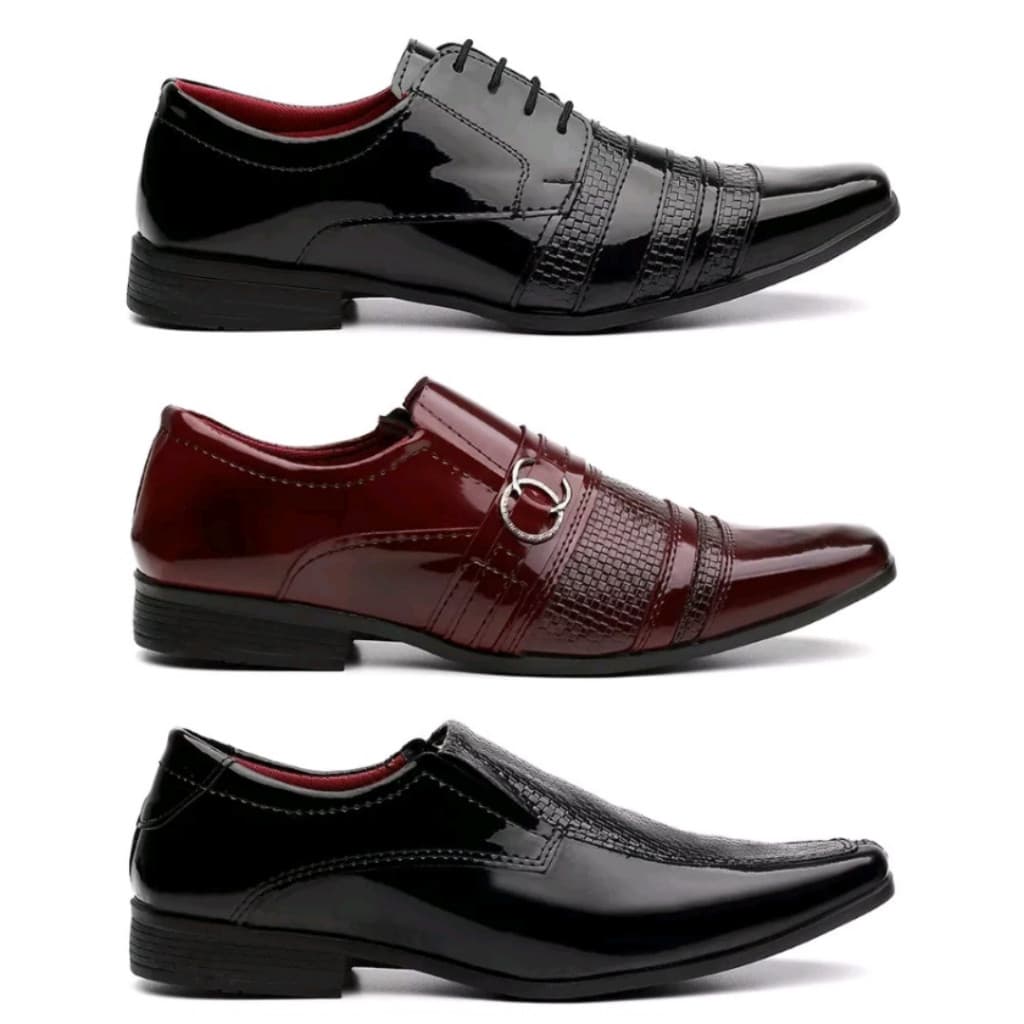 Kit 3 Pares de Sapato Social Masculino Confortável e Leve