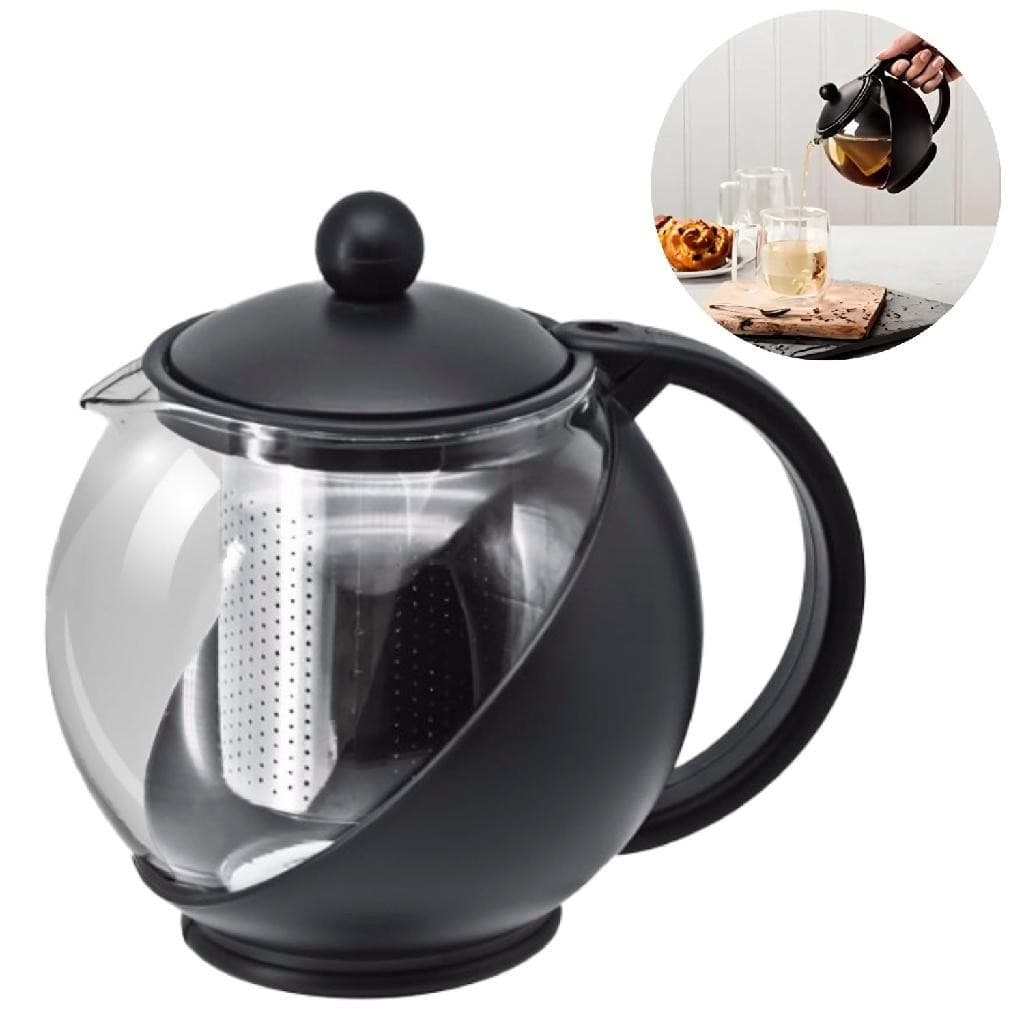 Chaleira 750ml Bule De Vidro Com Infusor Inox Jarra com Tampa e Alça - Unitermi