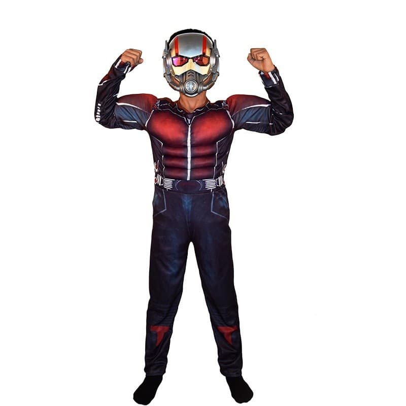Meninos Homem Formiga Cosplay Suit Superhero Zentai Swimsuit E Máscara Festa Halloween Carnaval Vestido Para Crianças 2D