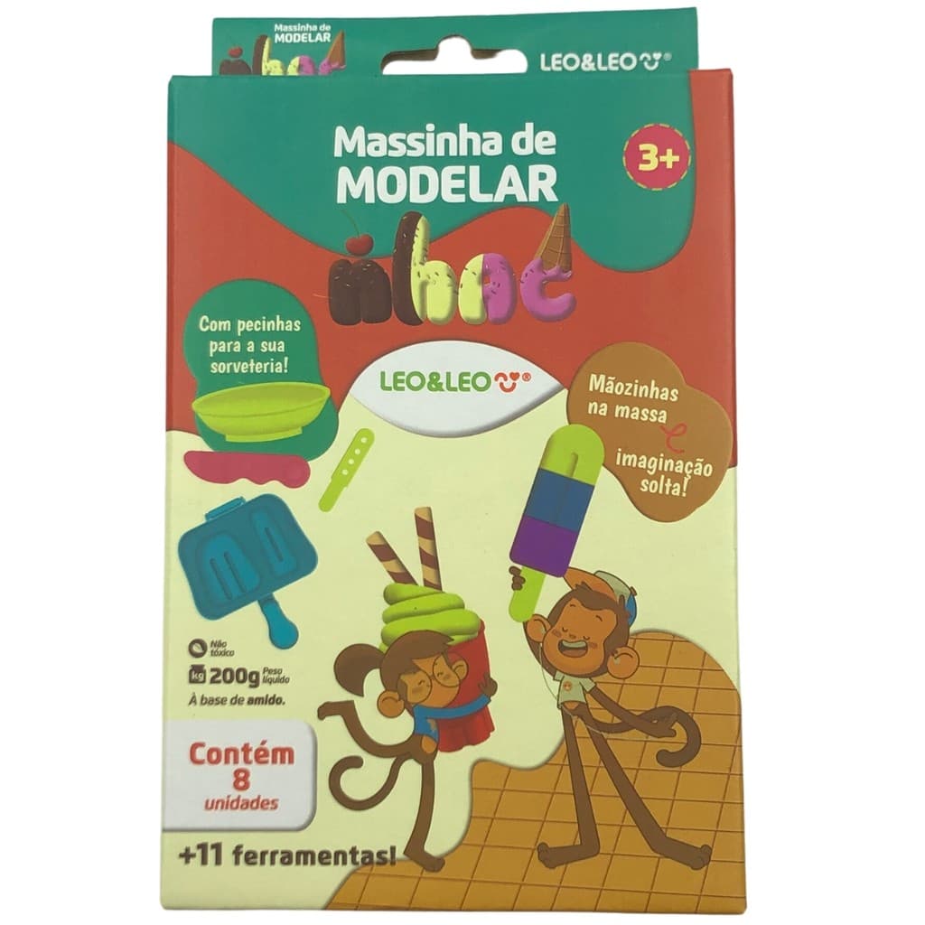 KIT MASSA DE MODELAR NHAC 8 CORES MAIS 11 PECAS