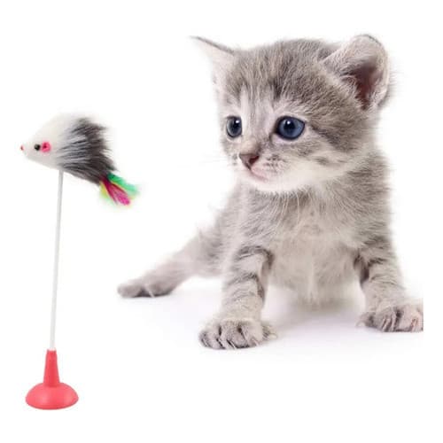 Brinquedo Interativo para gatos Pets Varinha Com Ventosa Para Gatos ratinho com penas
