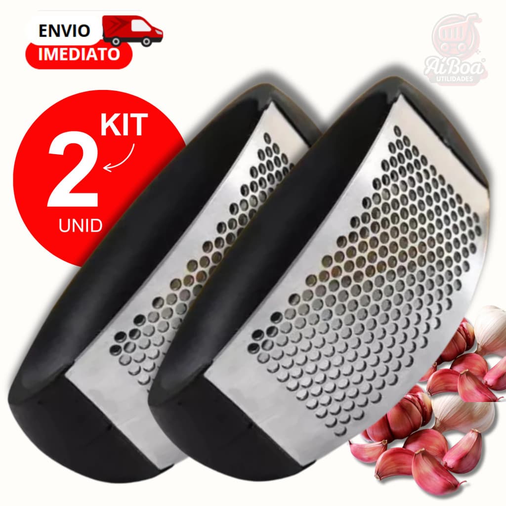 Kit 2 ou 1 Peça Amassador Espremedor Triturador Alho Aço Inox Esmagador Manual Cozinha Resistente