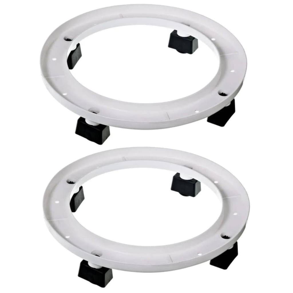 Kit 2 Suportes de Botijão de Gás, Vasos de Plantas Com Rodinhas 28,5x5Cm Branco Plástico Redondo