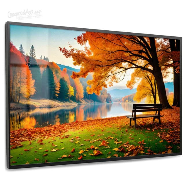 Quadro Decorativo 110x80cm  Paisagem de Outono Com Efeito Pintura a Óleo  Hall Luxo Sala - Arte disp